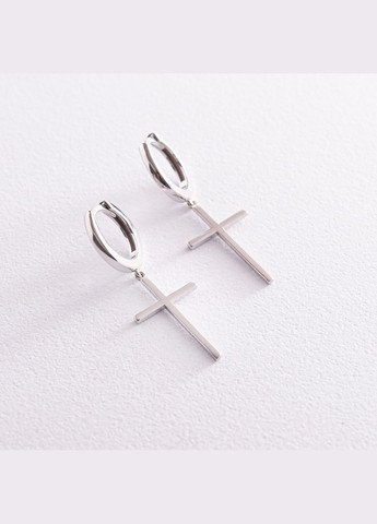 Срібні сережки - кільця Хрестики 107850 Oniks (264024453)