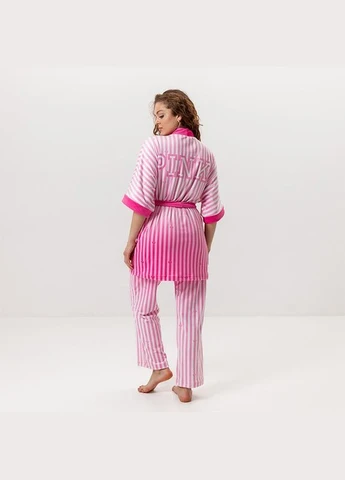 Комбинированная пижама victoria’s secret pink женский халат + брюки премиум велюр плюш 3432 Pink Secret