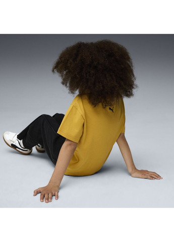 Жовта демісезонна дитяча футболка moody cat graphic tee ii kids Puma