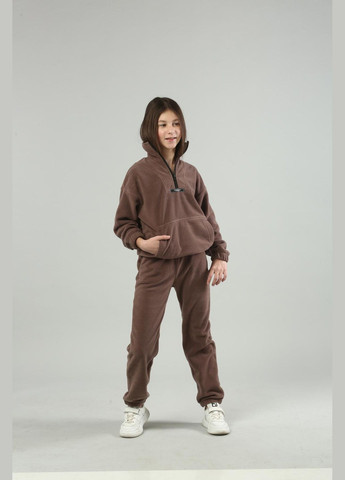 Коричневий демісезонний флісовий костюм капучіно брючний IRmAS