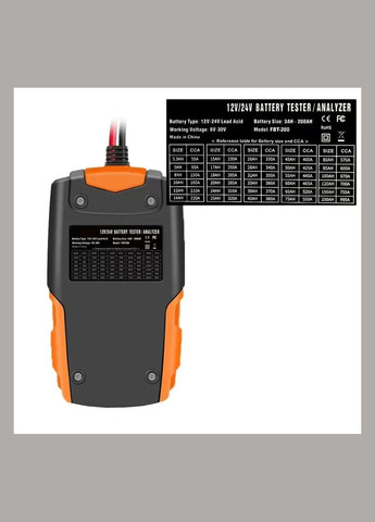 Тестер аккумуляторных батарей FOXSUR FBT200 12V/24V 3200Ah No Brand (282703945)