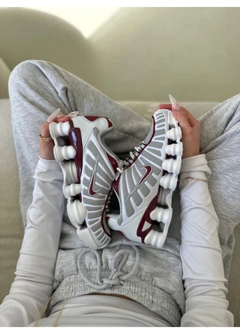 Білі кросівки чоловічі nike shox white burgundy найк шокс тл білі демісезон No Brand