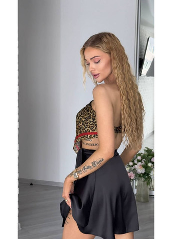 Шовкова спідниця мiнi на запах чорного кольору 34065 Fashion (351581161)