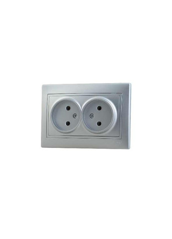 MIRA Розетка двойная без заземления металл серый со вставкой Lezard (361150348)
