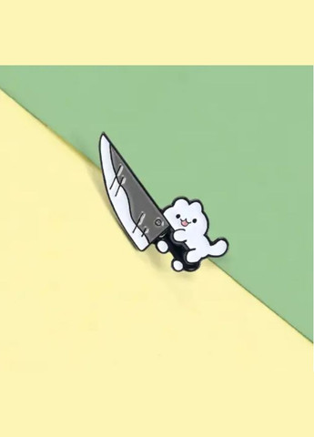 Брошь Белый кот с ножом, значек, пин. No Brand (292732491)