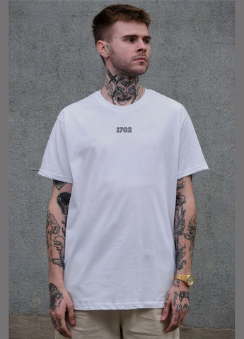 Белая мужская оверсайз футболка с принтом respirator white Without