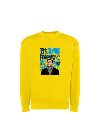 Жовтий новорічний світшот з принтом "знову те саме". день бабака (10876393673) ТiШОТКА (368570978)