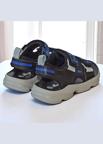 Черные спортивные, повседневные, пляжные открытые спортивные босоножки сандалии на липучках для мальчика Boyang на липучке