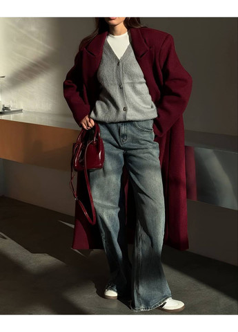 Бордовое демисезонное Женское пальто Гермес