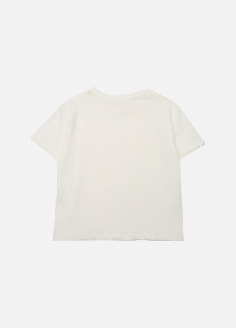 Молочна демісезонна футболка з коротким рукавом для дівчинки колір молочний цб-00272360 Yuki