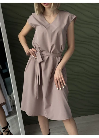 Кавова жіноча літня сукня міді Fashion