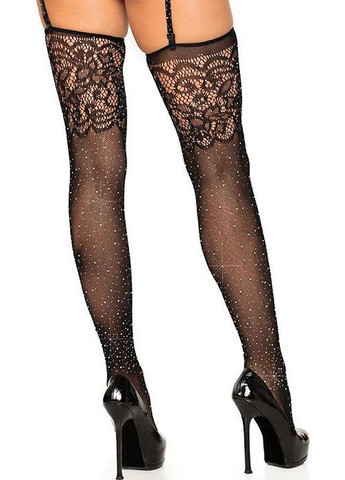 Панчохи з сіточки декоровані широким абстрактним мереживом прикрашені стразами No Brand Панчохи сіточкою з широким мереживом та стразами Казка чорні (346123651)