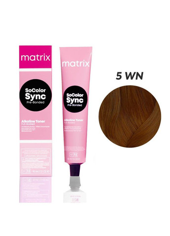 Безаміачний тонер для волосся на кислотній основі SoColor Sync PreBonded 5WN світлий шатен теплий Matrix (292736128)
