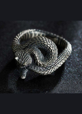 Кольцо в форме серебристой змеи с чернением символ смерть и возрождение магия и сила размер регулируемый Fashion Jewelry (292861944)