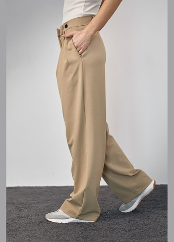 Класичні штани з акцентними гудзиками на поясі - світло-коричневий Lurex (278400635)