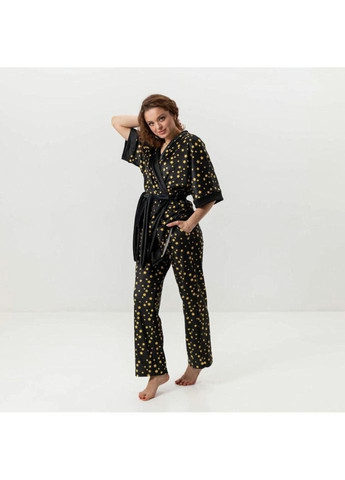 Комбінована всесезон комплект жіночий з плюшевого велюру штани та халат зоряне небо 3430_xl 16006 xl FlexDress