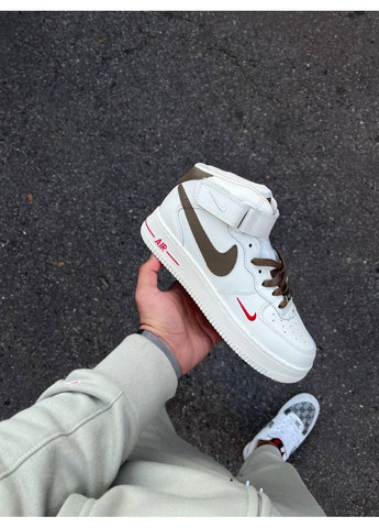 КРОССОВКИ ЖЕНСКИЕ NIKE AIR FORCE 1 MID MOCCO WINTER НАЙК АИР ФОРС 1 ПРЕМИУМ No Brand бежевые зима (367174635)