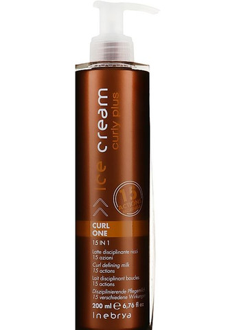 Молочко 15в1 для укладання кучерявого волосся Ice Cream Curly Plus Curl One 15in1 200ml (214355-91812) Inebrya (368608291)