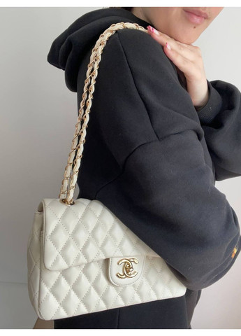Сумка жіноча Chanel Classic Beige/Gold класична Шанель Бежева на плече крос боді No Brand (364488355)