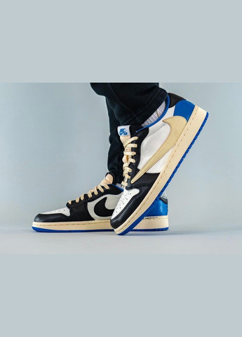 Сірі всесезонні кросовки air jordan 1 low fragment x travis scott - dm7866-140 Nike