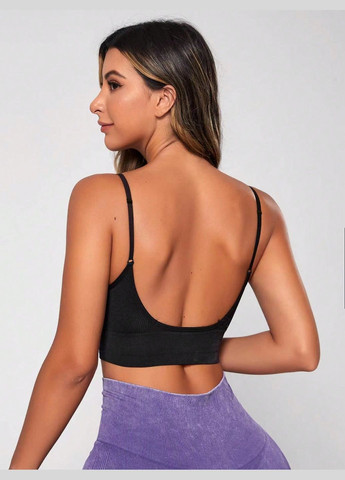 Чёрный бюстгальтер спортивный SHEIN без косточек