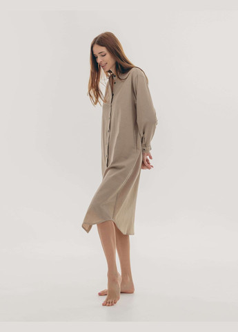 Бежевое повседневный платье-рубашка almond m-l рубашка Leglo