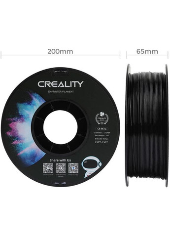 Пластик для 3D принтера PETG 1кг 1.75мм Black (3301030035) Creality (307931062)