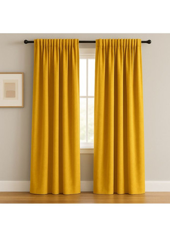 Комплект штор 2 шт 150х260 см, Canvas штори, гардини, портьєри на шторній тасьмі жовтий IDEIA (369165193)