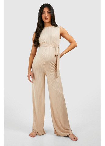 Комбинезон для беременных Boohoo однотонный бежевый кэжуал