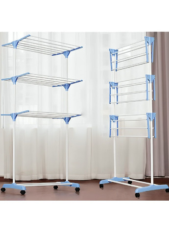 Напольная складная сушилка из нержавеющей стали с грузоподъемностью до 20 кг для одежды белья вещей 3 яруса 172 см (481036-Prob) Unbranded (351725726)