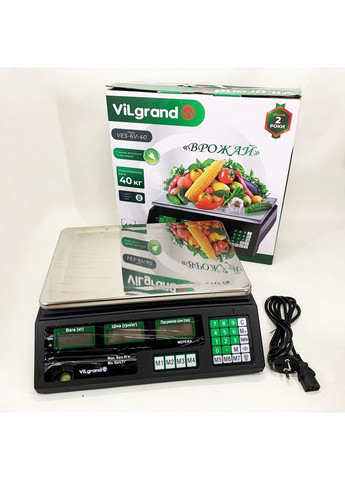Ваги торговельні VES-6V-40 40 кг з калькулятором та акумулятором Vilgrand (364664622)
