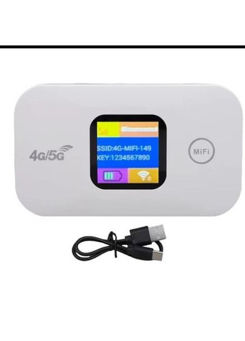 4G Wi-Fi роутер с аккумулятором, 4G модем, белый, дисплей, до 10 пользователей No Brand (370676421)