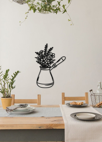 Современная картина на кухню, декоративное панно из дерева "Кофе в турке", стиль минимализм 25х18 см Woodyard (292013013)