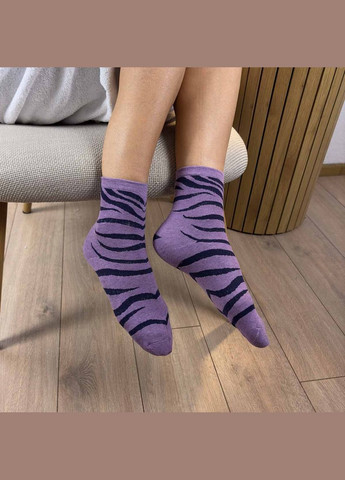 Лавандові теплі шкарпетки жіночі класичні в смужку греві високі 36-41 GM Textile (313399515)