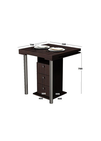 Кухонний стіл "Кардамон" Дуб Венге (700x700x750) Дуб Венге Gamma Style (353497899)