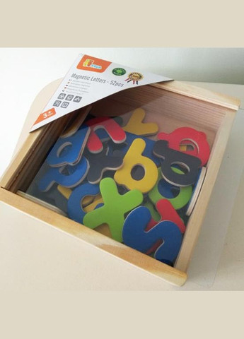 Набір дерев'яних магнітних літер Viga Toys 50324 Англійські літери 52 шт 4M (297331144)