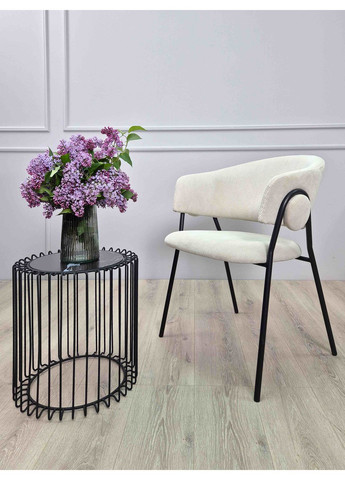 Стілець обідній KAY Чорний каркас / Світло-бежевий фактурний вельвет Intarsio (372178941)