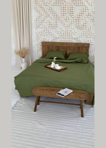 Полутораспальный КПБ микро страйп сатин "Олива" (145х210, 70х70) Glav Textile (297365325)