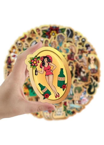 Стикерпак Retro Pin-up Tattoo Girl — 50 виниловых наклеек LTC LC21072901X (395873138)