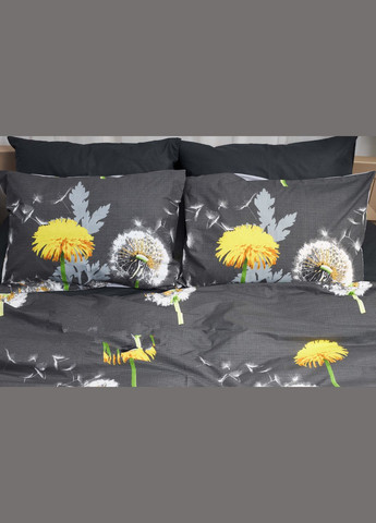Комплект постільної білизни King Size 220x240 наволочки 4х70х70 Бязь Gold Люкс (MS-820000909) Moon&Star Dandelion Black (285718085)