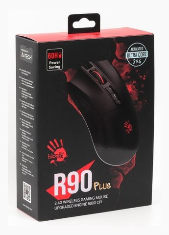 Миша R90 Plus Black, Wireless+USB, 5000 cpi, Bloody, metal feet, підсвічування A4Tech (314982354)