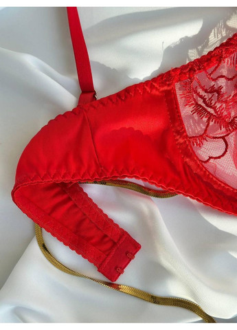 Червоний демісезонний спокусливий комплект жіночої нижньої білизни s червоний (do3399) Ghazel
