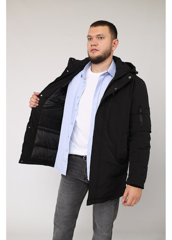 Черная зимняя куртка мужская цвет черный цб-00285102 Yuki