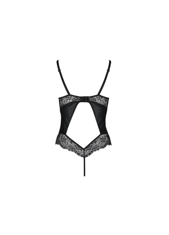 Боди из экокожи - Loona Body Black, с кружевными вставками и открытой спинкой Passion (334305570)