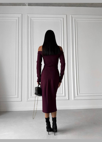 Бордовое праздничный, коктейльное, деловое, откровенный, кэжуал платье-футляр футляр No Brand