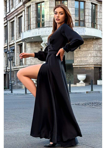 Черное вечернее платье атлас шелк 23057 черное Tanita-Romario