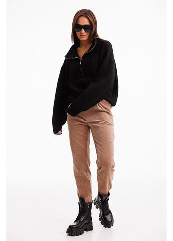 Жіночі вельветові штани темно-бежеві з асиметричним поясом Arjen (353305974)