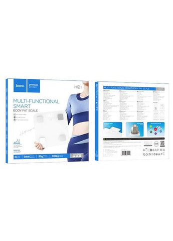 Умные напольные электронные Smart весы HI21 LED-дисплей 0,1-180 кг Стеклянные бытовые Bluetooth 4.2 Белый Hoco (337311099)