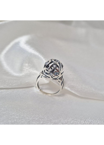 Срібна каблучка Кулька з Білими каменями розмір срібло 925 проби Чорнене 1771к 4.84г Nobrand (369974948)