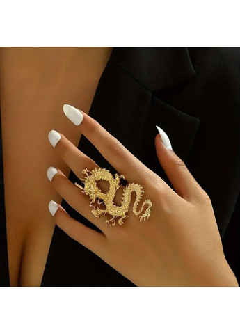 Женское винтажное золотое длинное массивное кольцо в форме дракона регулируемое AurumLux022 Liresmina Jewelry (361048786)